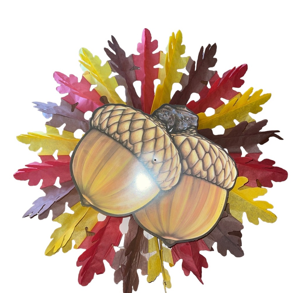 Vintage Beistle Hanging Acorn 99779 22in Thanksgiving Fall Art Tissue 1986